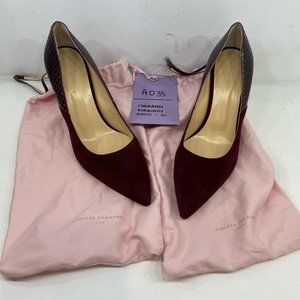 Jennifer Chamandi Suede burgundy and Snake Maroon Heels, Size 42 heel, movie use